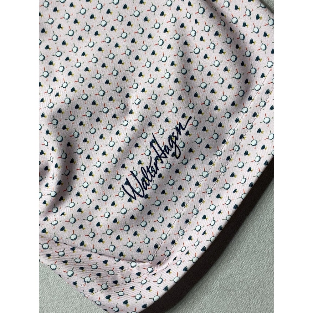 Walter Hagen 11 Golf Polo Shirt Men's Medium Pink Tee Print Stretch Performance - Picture 7 of 11